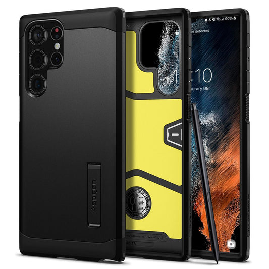 Калъф за Samsung Galaxy S22 Ultra 5G S908, Spigen, Tough Armor, Черен ACS03923
