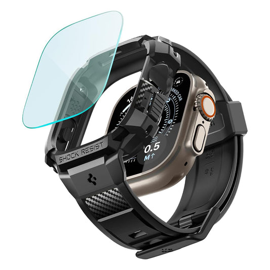 Калъф Spigen Rugged Armor Pro със защитно фолио за Apple Watch Ultra Series, черен ACS12053