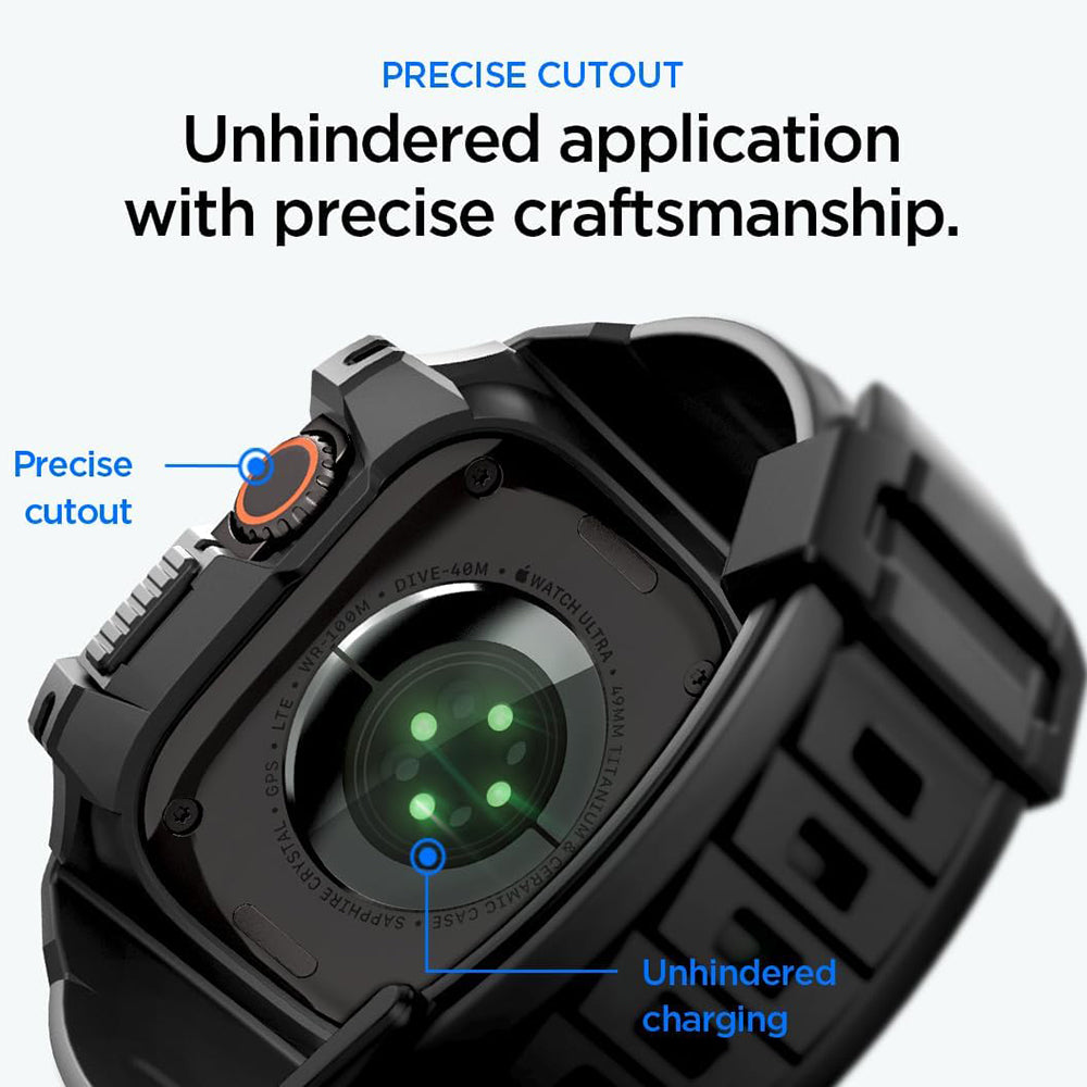 Калъф Spigen Rugged Armor Pro със защитно фолио за Apple Watch Ultra Series, черен ACS12053