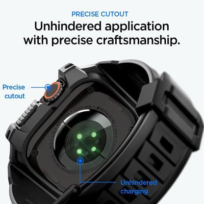 Калъф Spigen Rugged Armor Pro със защитно фолио за Apple Watch Ultra Series, черен ACS12053