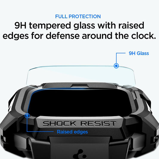 Калъф Spigen Rugged Armor Pro със защитно фолио за Apple Watch Ultra Series, черен ACS12053