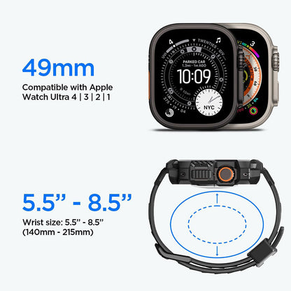 Калъф Spigen Rugged Armor Pro със защитно фолио за Apple Watch Ultra Series, черен ACS12053