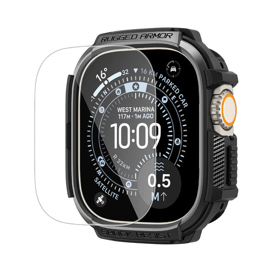 Калъф Spigen Rugged Armor с протектор за екран за Apple Watch Ultra Series, черен ACS11414