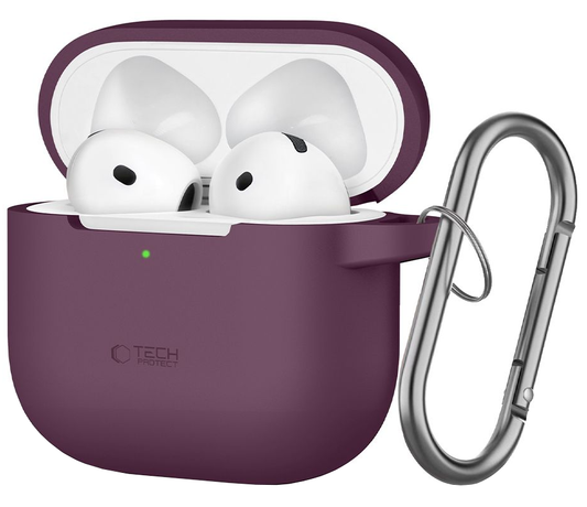 Tech-Protect Silicone Hook Case for Apple AirPods 4 / AirPods 5, Burgundy