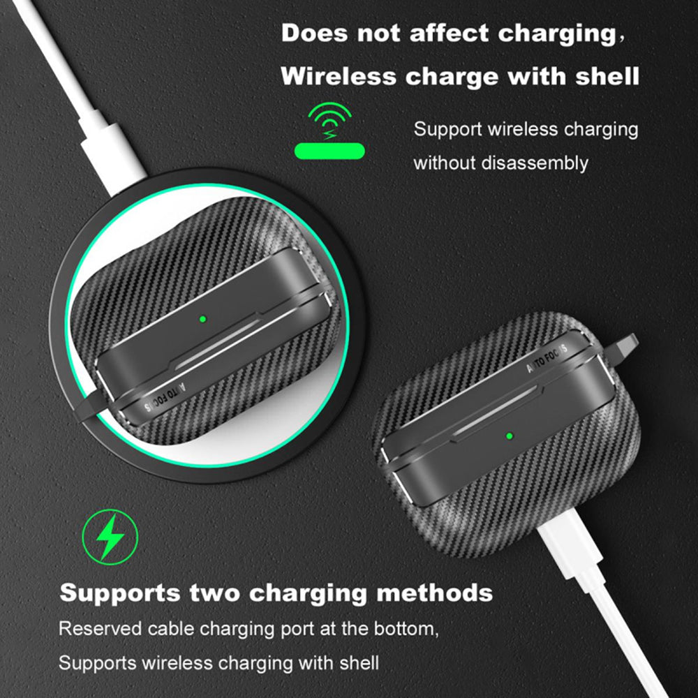 Калъф Techsuit CarbonFiber за Apple AirPods Pro 3, Черен