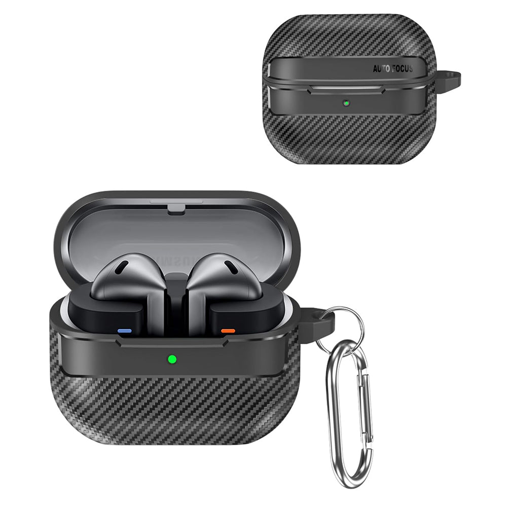 Калъф Techsuit CarbonFiber за Samsung Galaxy Buds3 FE / Buds3 Pro / Buds3, Черен