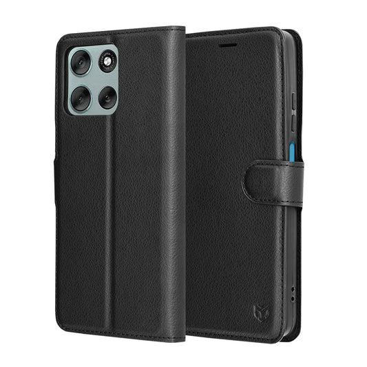 Калъф за Motorola Moto G56, Techsuit, Leather Folio, Черен
