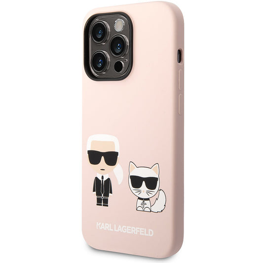 Калъф MagSafe за Apple iPhone 14 Pro Max, Karl Lagerfeld, Silicone Body Karl & Choupette, Розов