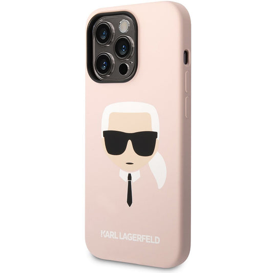 Калъф MagSafe за Apple iPhone 14 Pro, Karl Lagerfeld, Silicone Karl Head, Розов