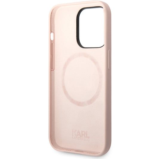 Калъф MagSafe за Apple iPhone 14 Pro Max, Karl Lagerfeld, Silicone Body Karl & Choupette, Розов