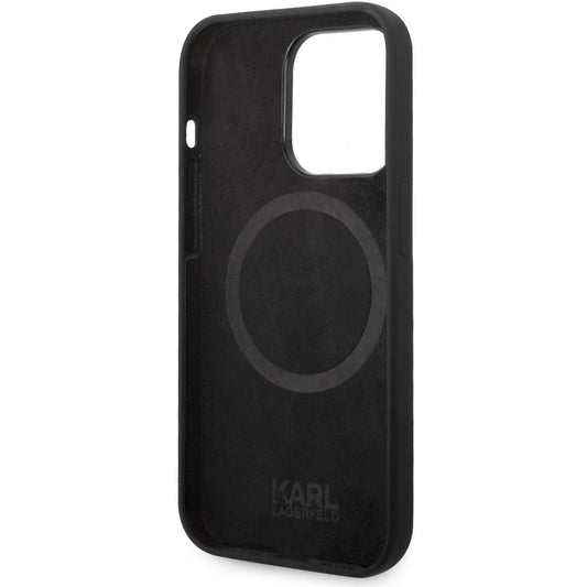Калъф MagSafe за Apple iPhone 14 Pro, Karl Lagerfeld, Silicone Karl Head, Черен