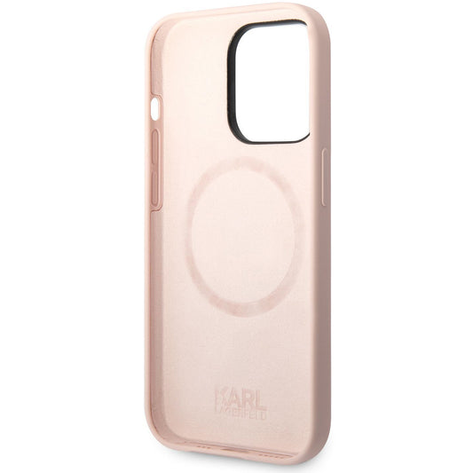 Калъф MagSafe за Apple iPhone 14 Pro, Karl Lagerfeld, Silicone Karl Head, Розов