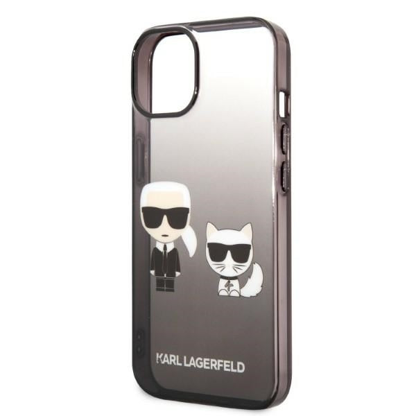 Калъф за Apple iPhone 14 Plus, Karl Lagerfeld, Gradient Karl & Choupette, Черен