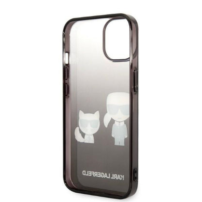 Калъф за Apple iPhone 14 Plus, Karl Lagerfeld, Gradient Karl & Choupette, Черен