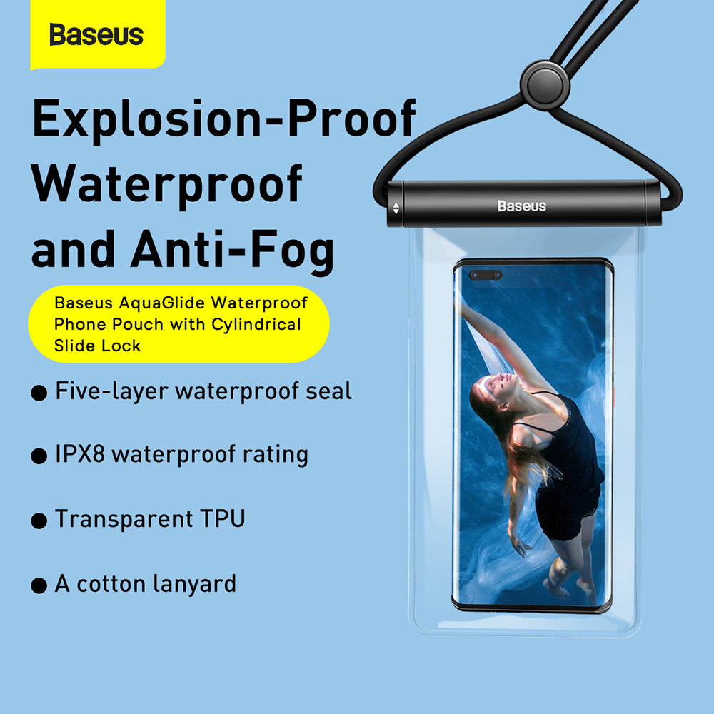 Универсален водоустойчив калъф, Baseus, AquaGlide Cylindrical, Бял P60263701213-00