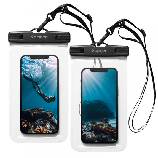 Универсален водоустойчив калъф за телефон макс. 3.5inch - 7inch, Spigen, A601, Комплект 2 броя, Прозрачен AMP03098