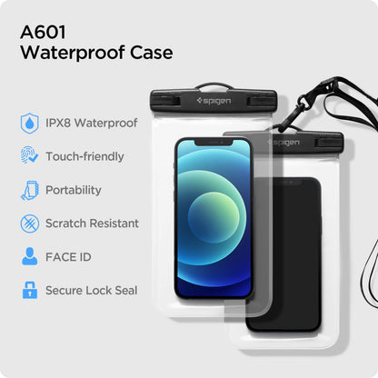 Универсален водоустойчив калъф за телефон макс. 3.5inch - 7inch, Spigen, A601, Комплект 2 броя, Прозрачен AMP03098