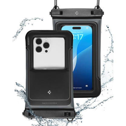 Универсален водоустойчив калъф за телефон макс. 6.9 инча, Spigen, A611P, Комплект 2 броя, Матово черен ACS09348