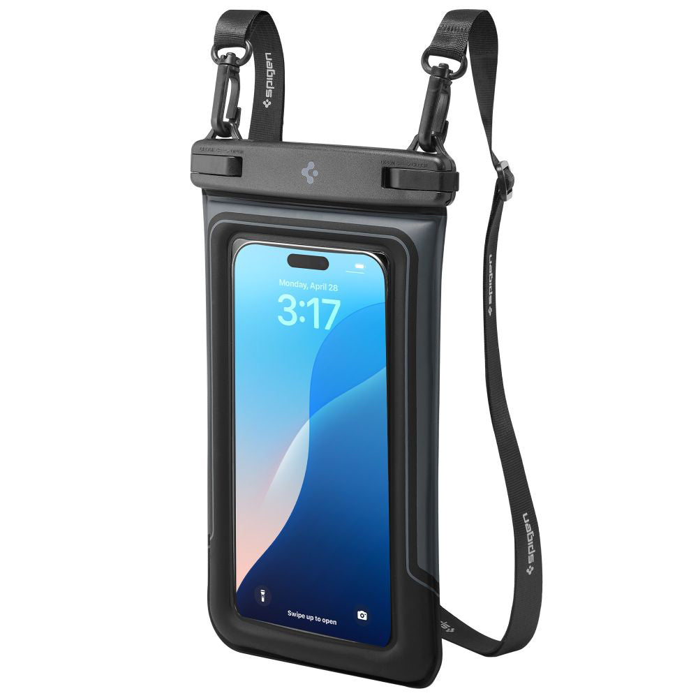 Универсален водоустойчив калъф за телефон макс. 6.9 инча, Spigen, A611P, Комплект 2 броя, Матово черен ACS09348