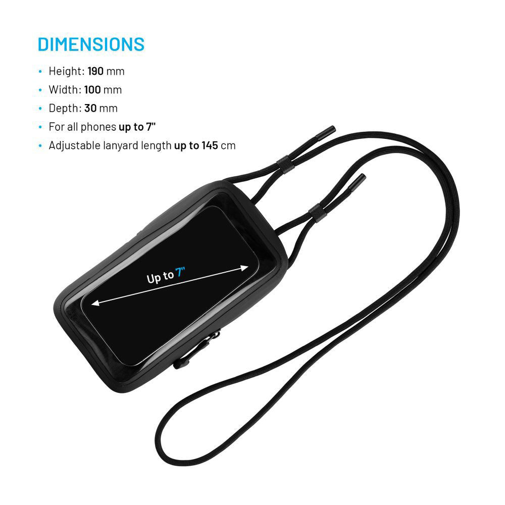 Универсален водоустойчив калъф за телефон макс. 7 инча, Fixed, Черен