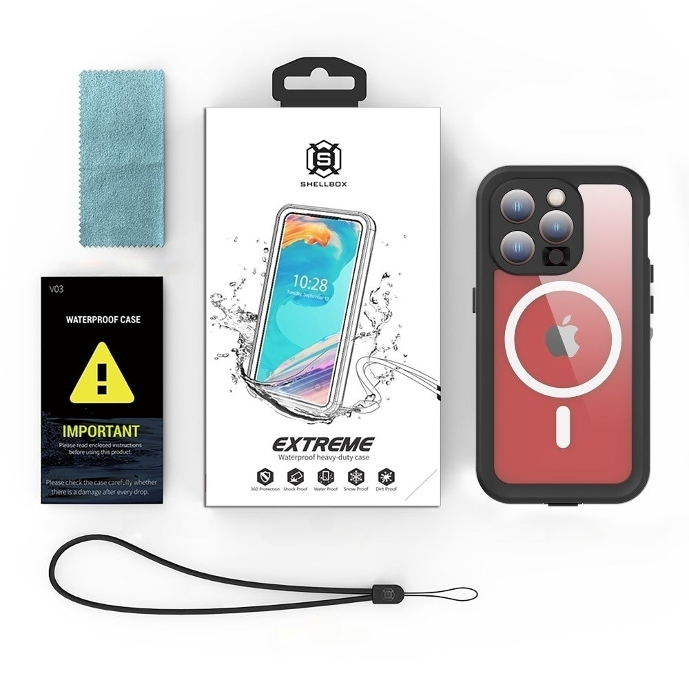 Водоустойчив калъф MagSafe за Apple iPhone 15 Pro, ShellBox, Черен