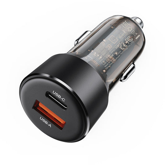 Автомобилен заряден уред Acefast B12, 60W, 3A, 1 x USB-A - 1 x USB-C, Черен