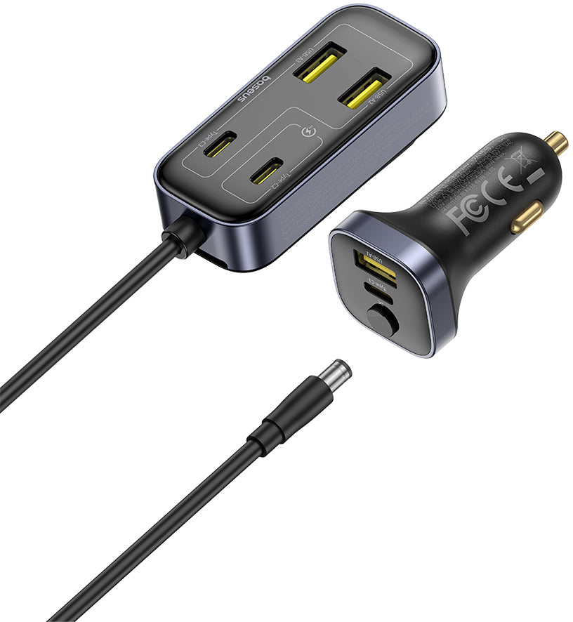 Автомобилен заряден уред Baseus BackseatPal L1, 110W, 3A, 3 x USB-A - 3 x USB-C, Черен C00081100121-00