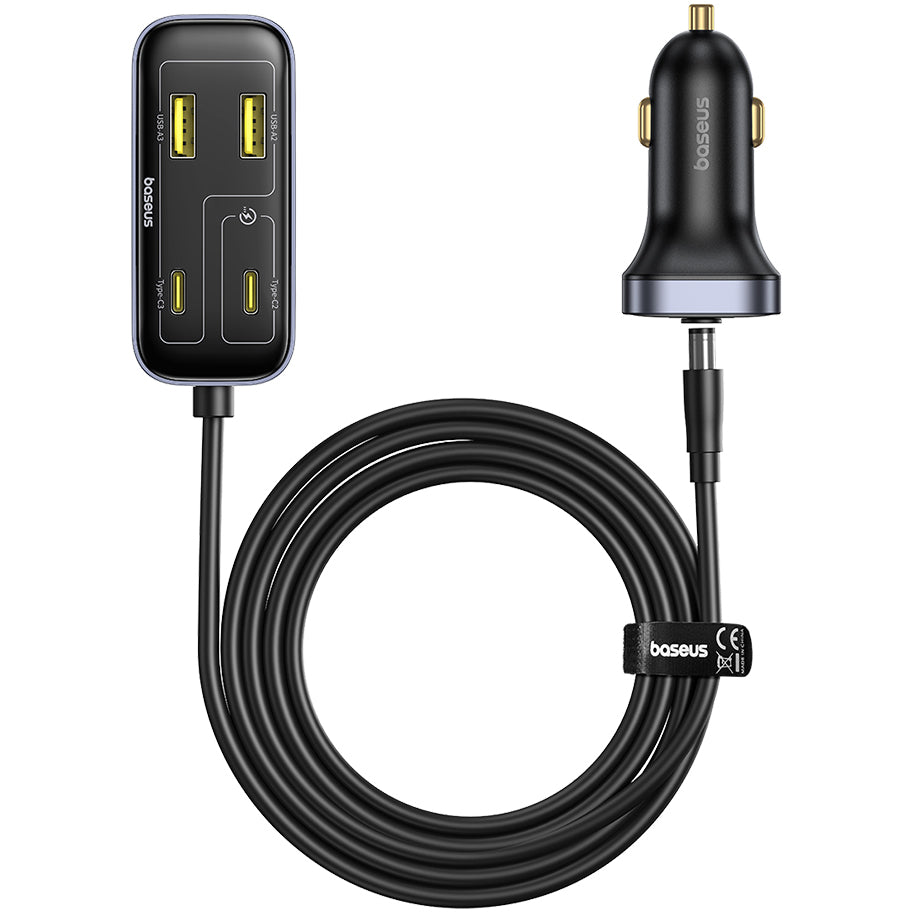 Автомобилен заряден уред Baseus BackseatPal L1, 110W, 3A, 3 x USB-A - 3 x USB-C, Черен C00081100121-00