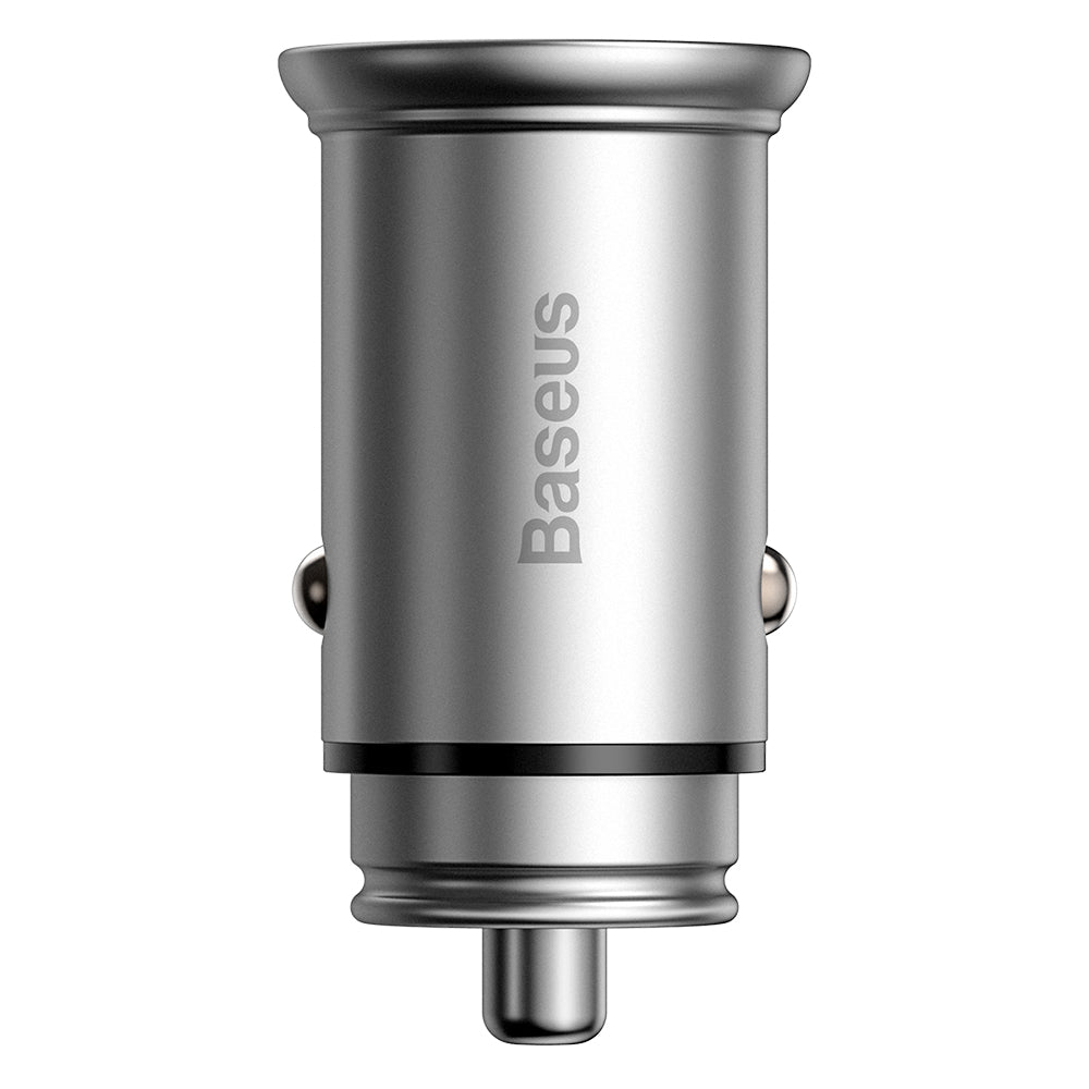 Автомобилен заряден уред Baseus Circular Metal, 30W, 5A, 1 x USB-A - 1 x USB-C, Сив