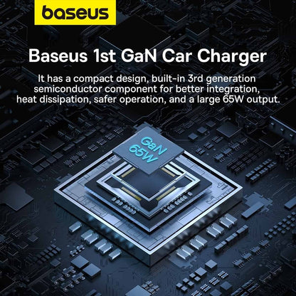 Автомобилен заряден уред Baseus Golden Contactor Pro, 65W, 3A, 1 x USB-A - 2 x USB-C, Сив C00035202841-00