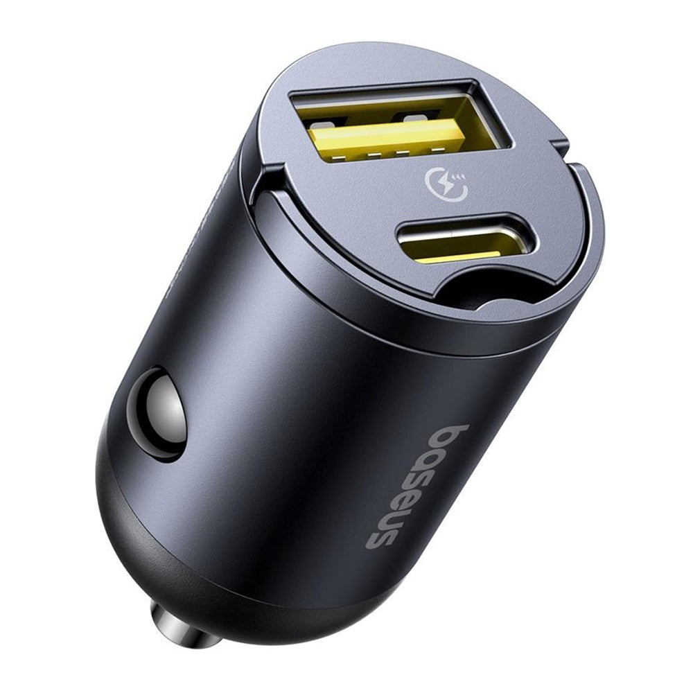 Автомобилен заряден уред Baseus Tiny Star, 30W, 3A, 1 x USB-A - 1 x USB-C, Черен C00035001121-02