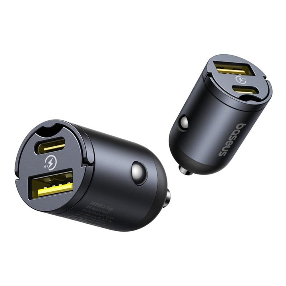 Автомобилен заряден уред Baseus Tiny Star, 30W, 3A, 1 x USB-A - 1 x USB-C, Черен C00035001121-02
