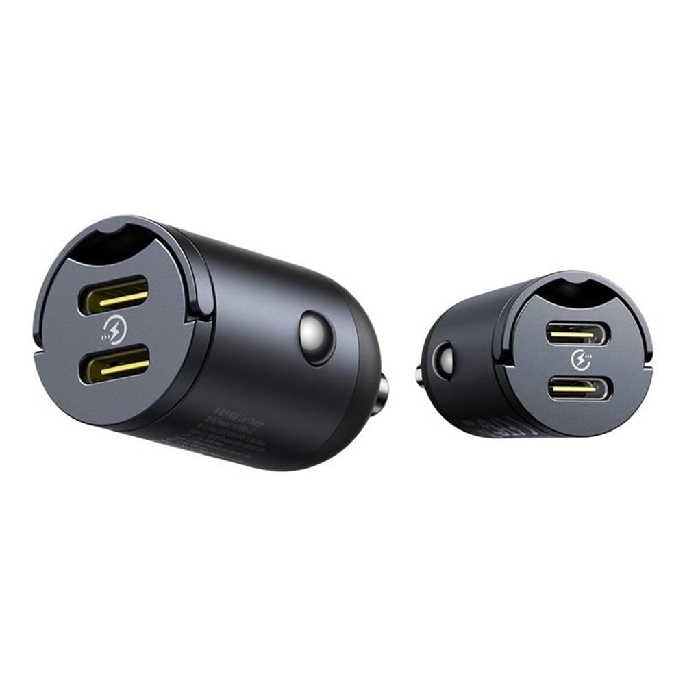 Автомобилен заряден уред Baseus Tiny Star, 30W, 3A, 2 x USB-C, Черен C00035001121-03