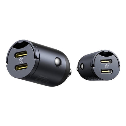 Автомобилен заряден уред Baseus Tiny Star, 30W, 3A, 2 x USB-C, Черен C00035001121-03