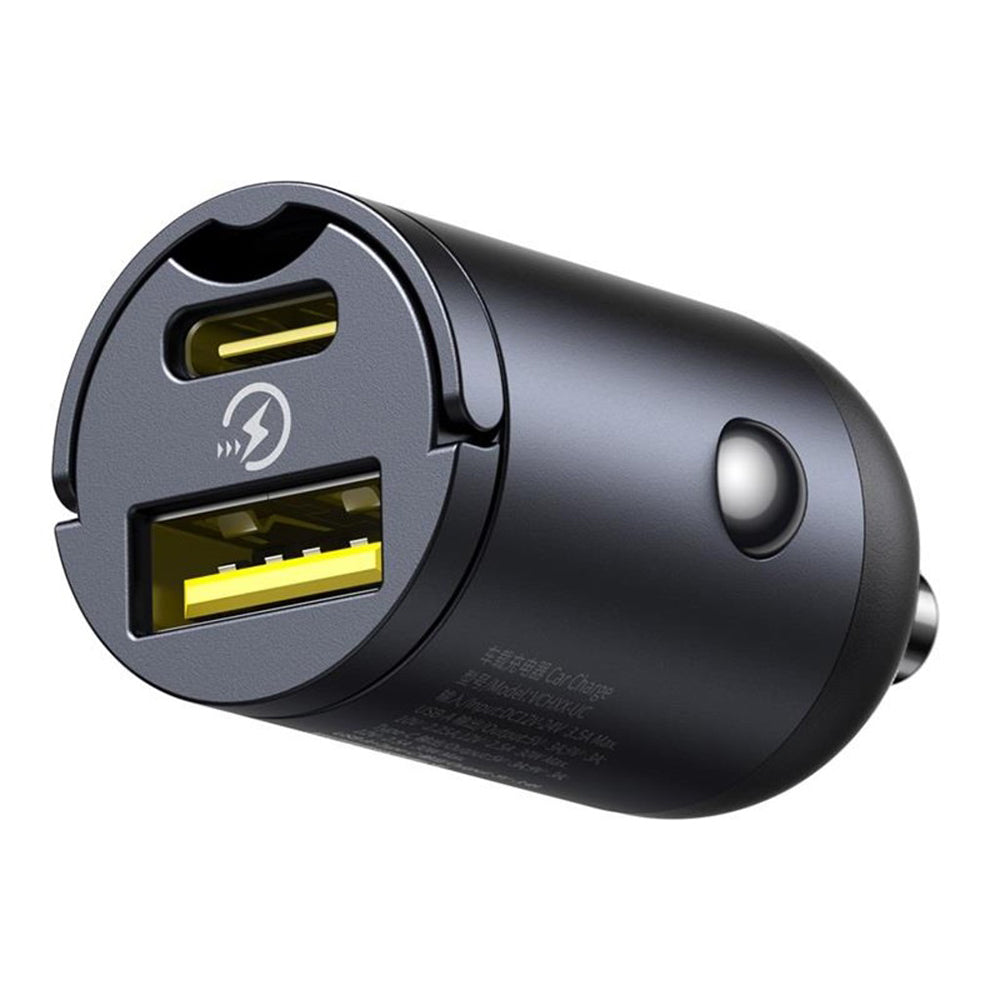 Автомобилен заряден уред Baseus Tiny Star, 30W, 3A, 1 x USB-A - 1 x USB-C, Черен C00035001121-02