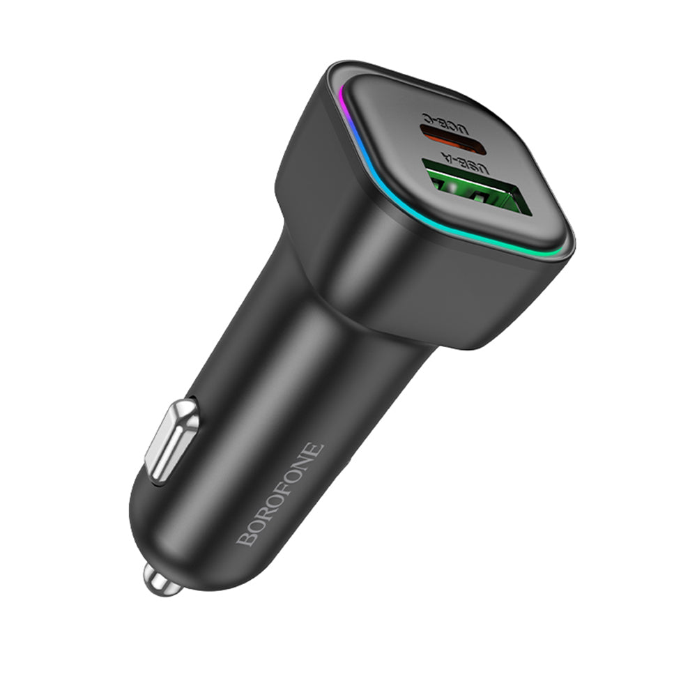 Автомобилен заряден уред Borofone BZ28A Trophie, 30W, 3A, 1 x USB-A - 1 x USB-C, Черен