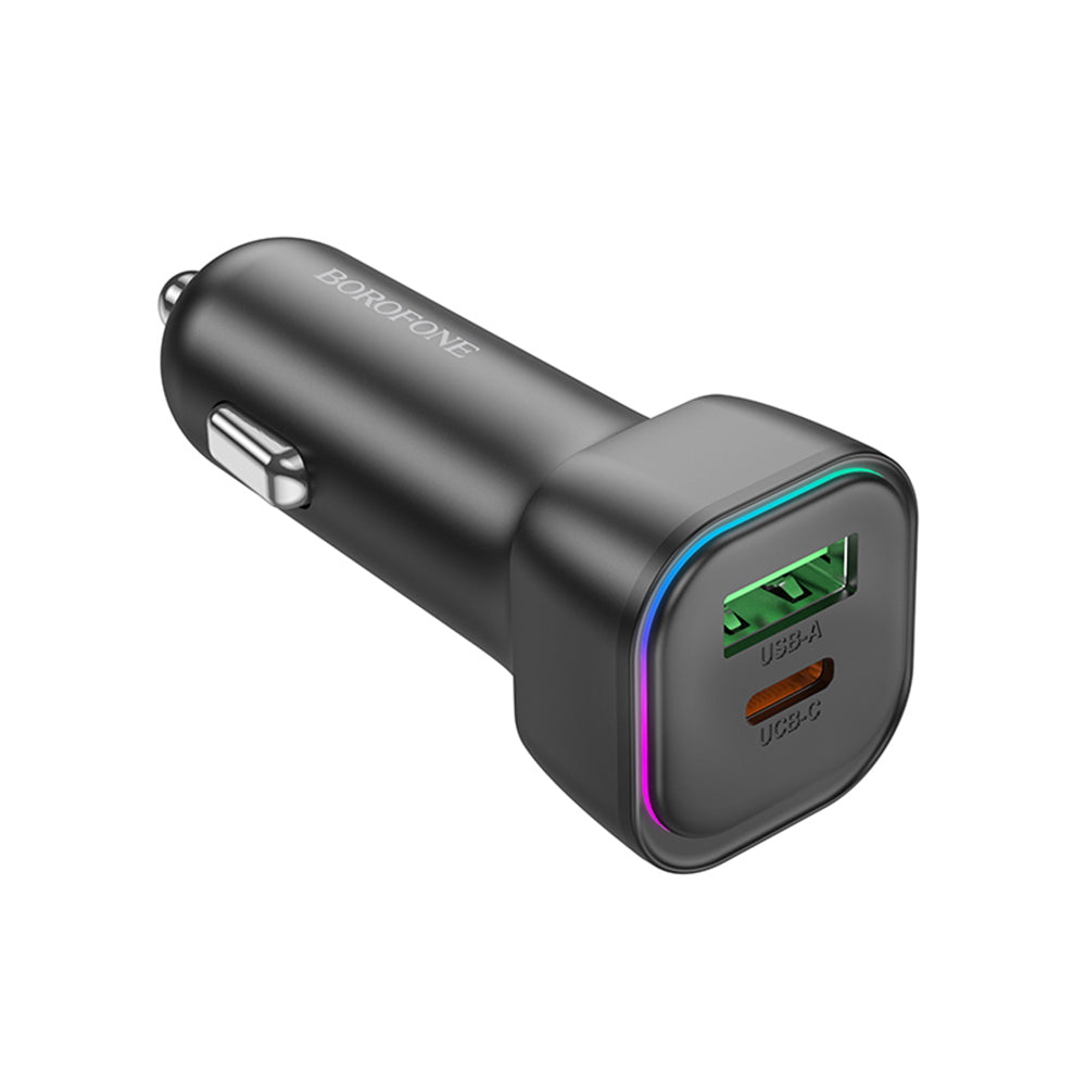 Автомобилен заряден уред Borofone BZ28A Trophie, 30W, 3A, 1 x USB-A - 1 x USB-C, Черен