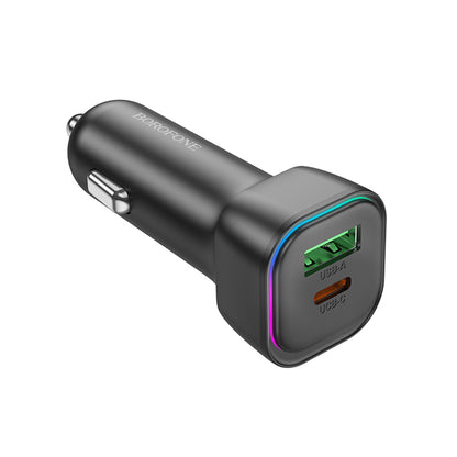 Автомобилен заряден уред Borofone BZ28A Trophie, 30W, 3A, 1 x USB-A - 1 x USB-C, Черен