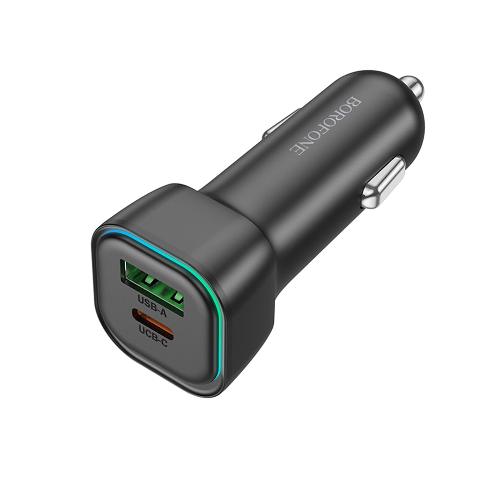 Автомобилен заряден уред Borofone BZ28A Trophie, 30W, 3A, 1 x USB-A - 1 x USB-C, Черен