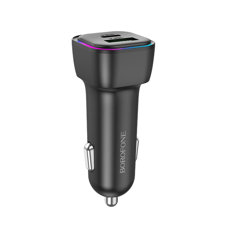 Автомобилен заряден уред Borofone BZ28A Trophie, 30W, 3A, 1 x USB-A - 1 x USB-C, Черен
