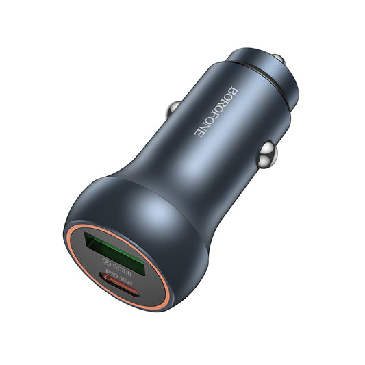 Автомобилен заряден уред Borofone BZ32B Fresh, 48W, 3A, 1 x USB-A - 1 x USB-C, Сив