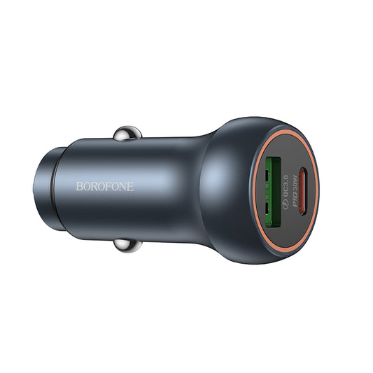 Автомобилен заряден уред Borofone BZ32B Fresh, 48W, 3A, 1 x USB-A - 1 x USB-C, Сив