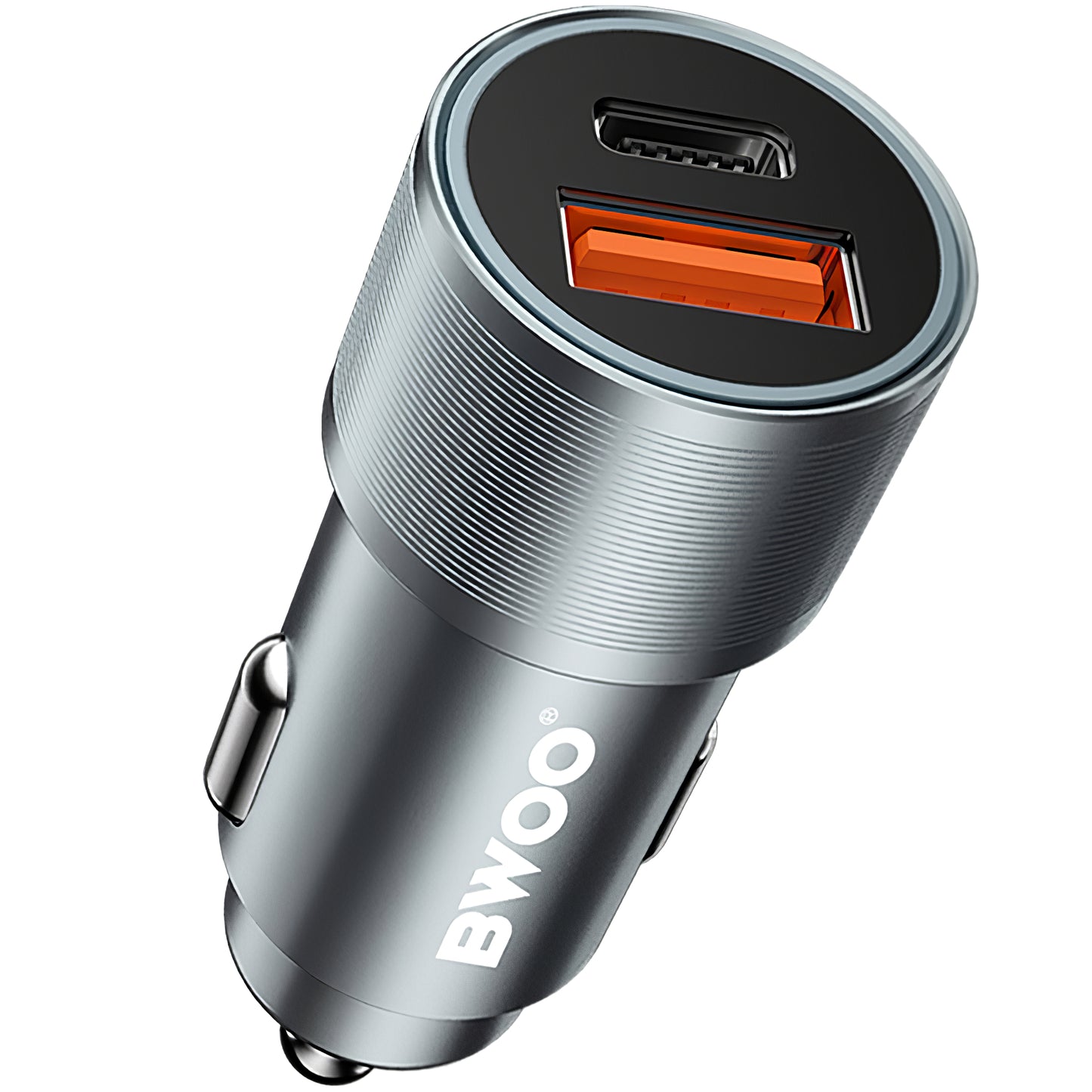 Зарядно за кола BWOO BO-CC73, 38W, 3A, 1 x USB-A - 1 x USB-C, сребристо 