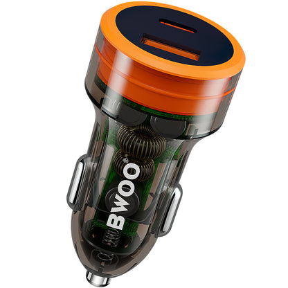 Зарядно за кола BWOO BO-CC85, 38W, 3A, 1 x USB-A - 1 x USB-C, черно 