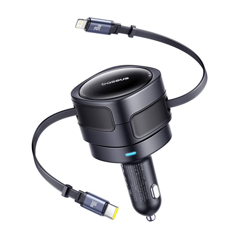 Автомобилен заряден уред с кабел USB-C / Lightning Baseus Enjoyment Max, 60W, 3A, Черен C00035507121-00