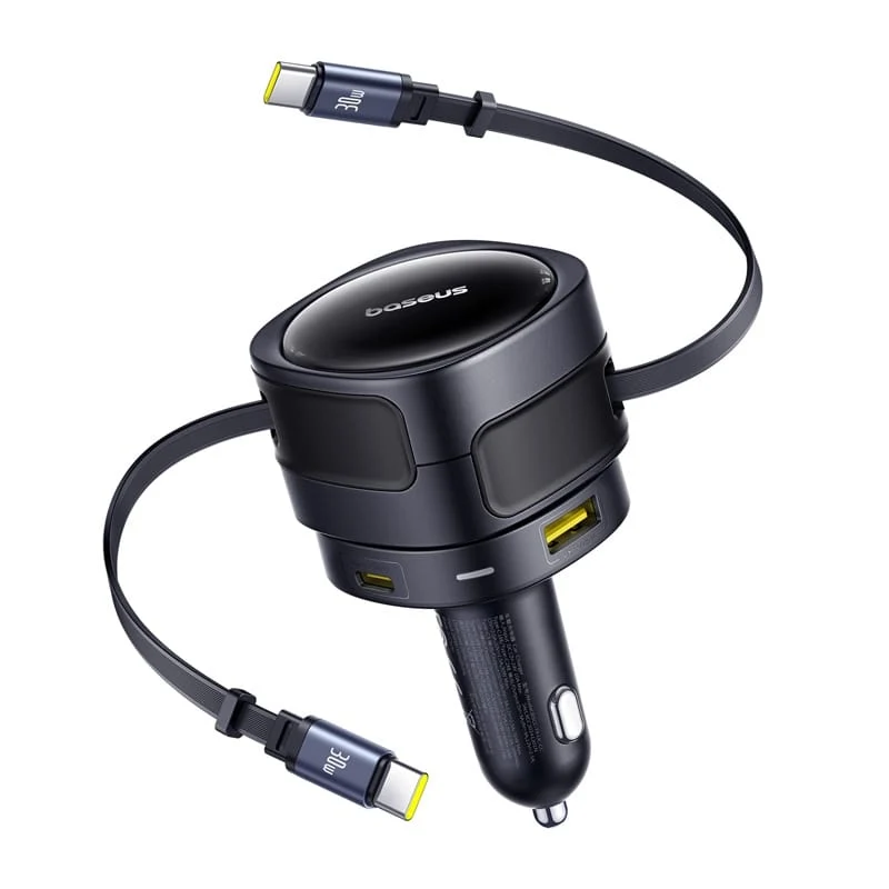 Baseus Enjoyment Max Car Charger with USB-C Cable, 90W, 1 x USB-A - 1 x USB-C, Black C00035507121-03