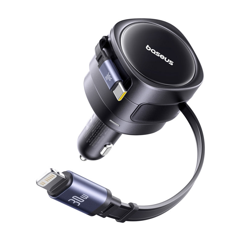 Автомобилен заряден уред с кабел USB-C / Lightning Baseus Enjoyment Max, 60W, 3A, Черен C00035507121-00