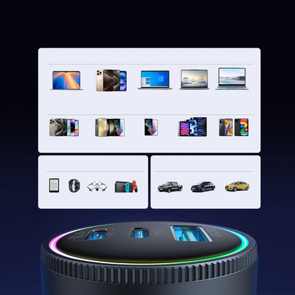 Автомобилен заряден уред с USB-C кабел Joyroom JR-CCN07, 145W, 5A, 1 x USB-A - 2 x USB-C, Сив