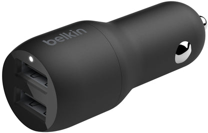 Автомобилно зарядно с Lightning кабел Belkin BoostCharge Dual, 24W, 2.4A, 2 x USB-A, Черно CCD001bt1MBK