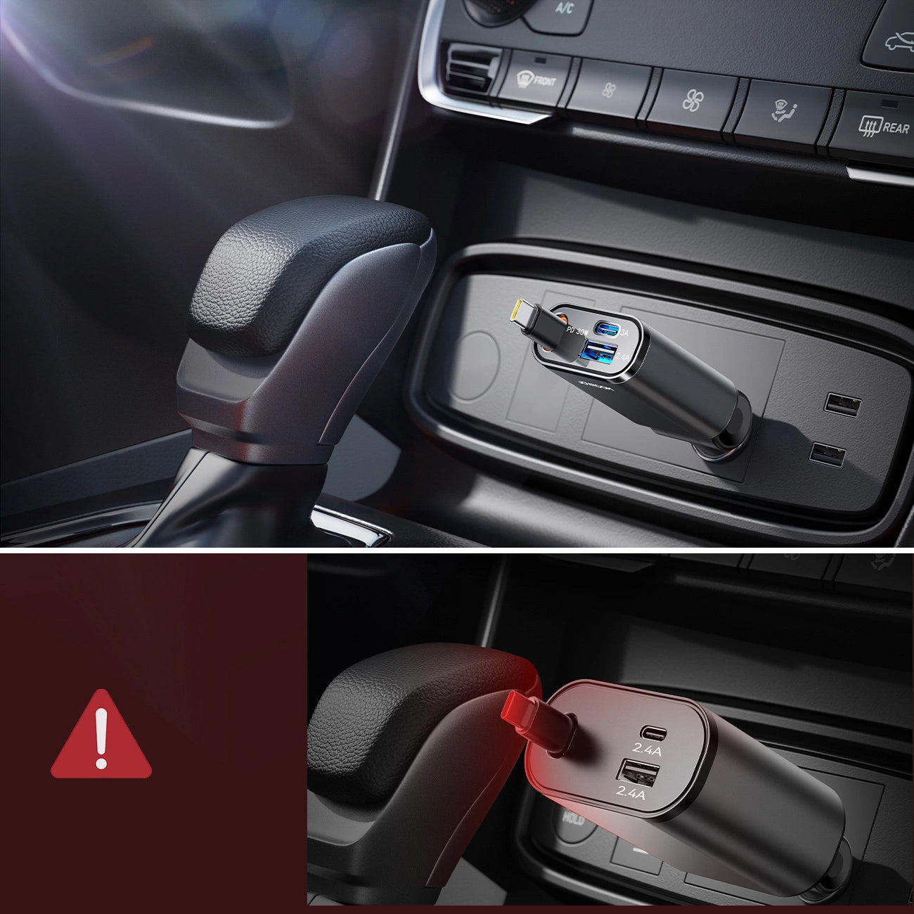 Car Charger with USB-C Cable Joyroom JR-CCL07, 30W, 3A, 1 x USB-A - 1 x USB-C, Gray